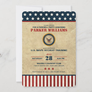 Convites U.S. Partido de adeus do marinho - treinamento do