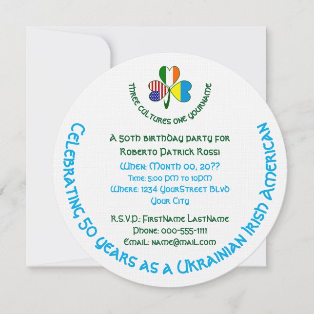Convites Ucraniano Irlandês Flag Americano Shamrock Persona (Frente)