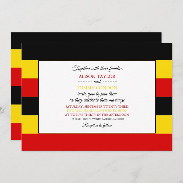Convites Uganda Flag, Flag of Uganda Wedding (Frente/Verso)