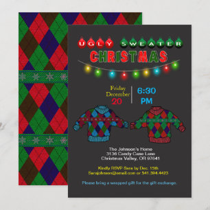 Convites Ugly Argyle Sweater Christmas and Lights, ZPR