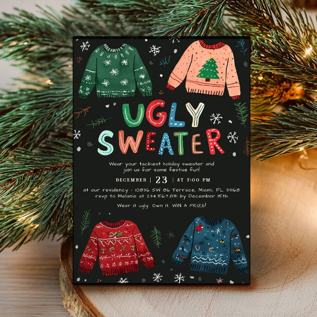 Convites Ugly Christmas Sweater Holiday Party Invitation (Criador carregado)