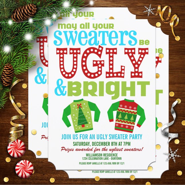 Convites Ugly 'n Bright Christmas Sweater (Criador carregado)