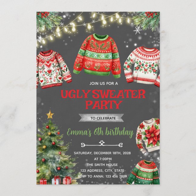 Convites Ugly Sweater Christmas Invitation (Frente)