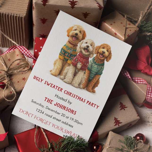 Convites Ugly Sweater Christmas Party Invitation (Criador carregado)