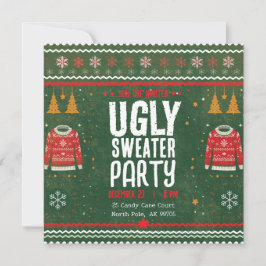 Convites Ugly Sweater Party – Green Gold Holiday Fun