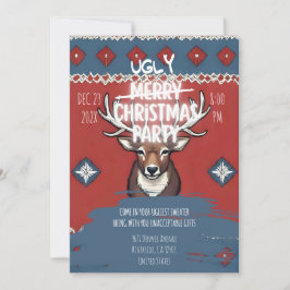 Convites Ugly Sweater Reindeer Christmas Party Invitation