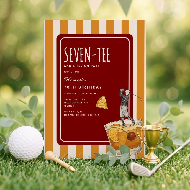 Convites Uísque Tema Golfe Aniversário de 70 anos (Criador carregado)