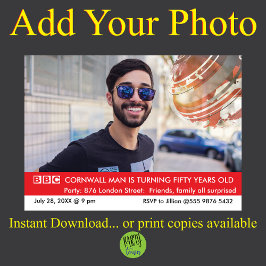 Convites UK British Funny 50th Birthday Fake News