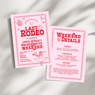 Convites Última Bachelorette Rodeo Cowgirl Rosa e Vermelha