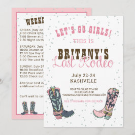 Convites Última Bachelorette Rodeo Nashville Pink Cowgirl