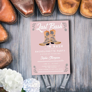 Convites Última Bash Nash Cowgirl Boots Rosas Bachelorette