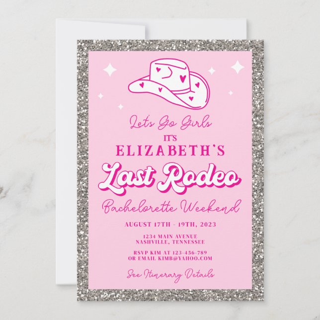 Convites Última Cowgirl do Rodeio Festa de Despedida de Sol (Frente)