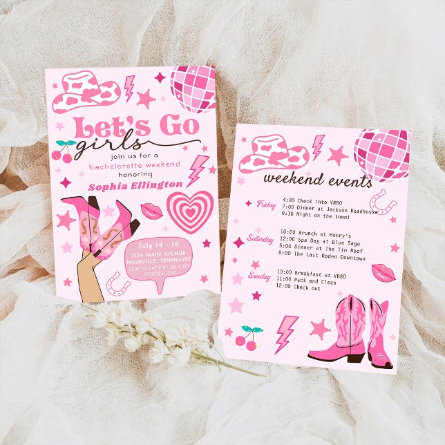 Convites Última Descoop Rodeo Bachelorette Weekend Nash Bas (Criador carregado)