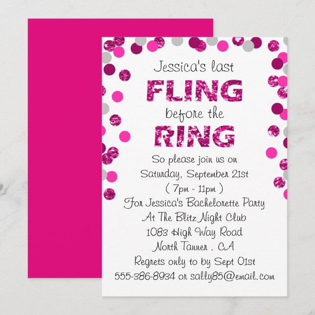 Convites Última Falha Antes Da Festa de solteira Do Anel (Frente/Verso)