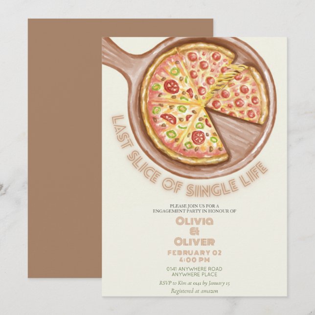 Convites Última fatia exclusiva da festa de noivado de vida (Frente/Verso)