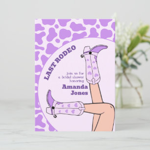 Convites Última Festa de Chá de panela Roxo de Cowgirl