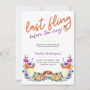 Convites Última Fling Fiesta Cocktails Tacos Bachelorette