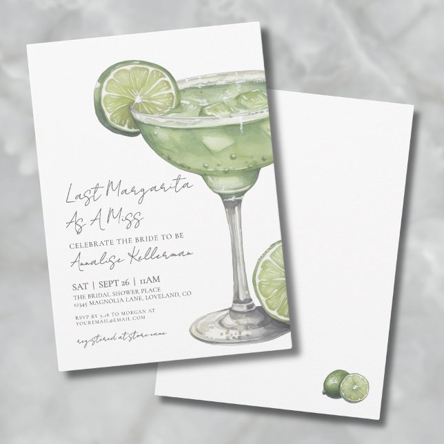 Convites Última Margarita Como Chá de panela (Last Margarita As A Miss Bridal Shower Invitation)