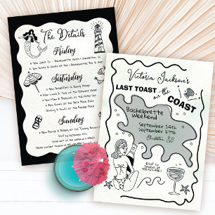 Convites Última torrada na mão da costa desenhada fim de se
