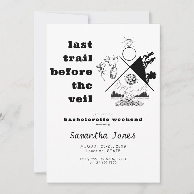 Convites Última Trilha Antes da Bachelorette de Apuração do (Frente)