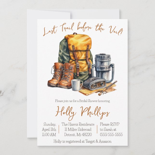 Convites Última Trilha Antes do Véu! Chá de panela de camin (Frente)