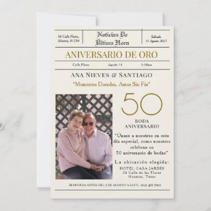 Convites "Últimas Notícias" Foto do Aniversário de Bodas de