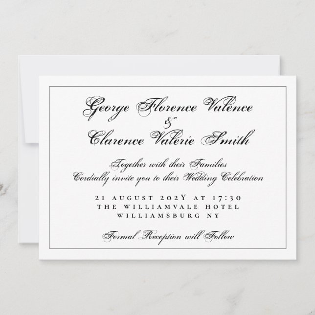 Convites Ultimate Calliografia Elegance Código QR Casamento (Frente)