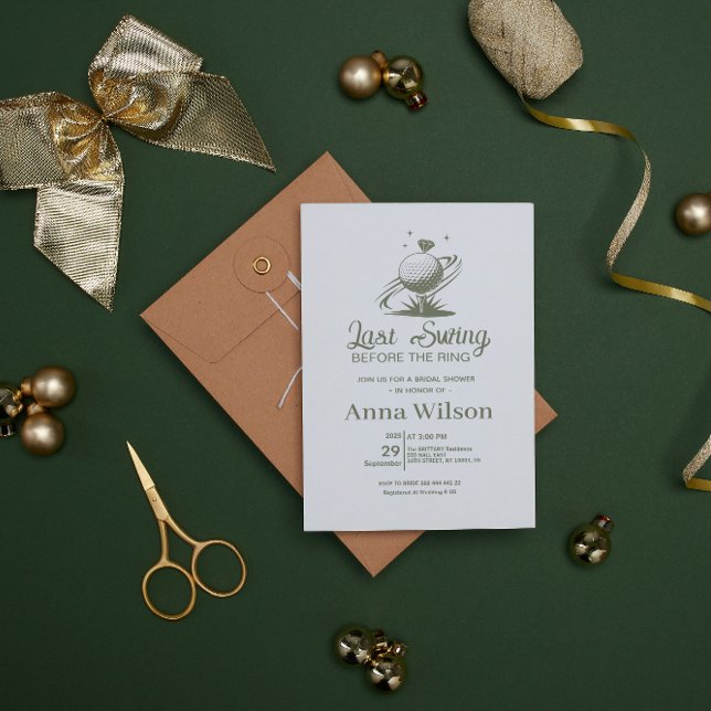 Convites Último Balanço Antes do Chá de Bebê do Anel  (minimal elegant simple Last Swing Before the Ring Bridal Shower Invitation)