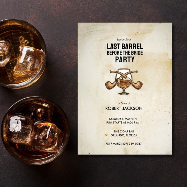 Convites Último Barril Antes da Noite de Solteiro da Noiva (Last Barrel Before the Bride Bachelor Night Invitation)