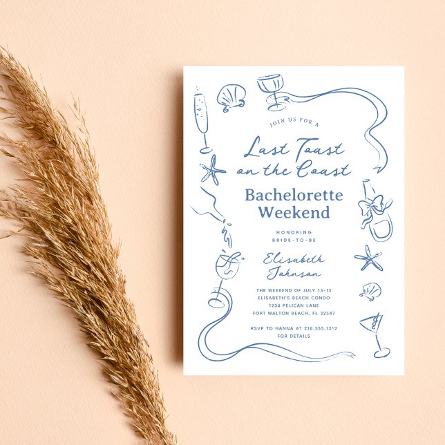 Convites Último brinde azul no final de semana da Bachelore (Criador carregado)