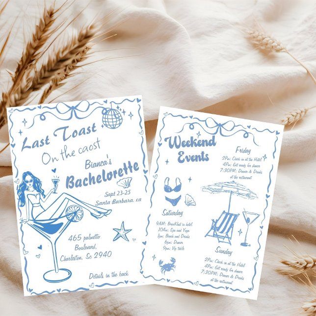 Convites Último Brinde Desenhado À Mão Na Baquelorete Coste (Criador carregado)
