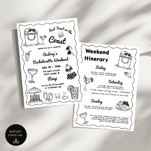 Convites Último Brinde na Costa Fim de Semana de Despedida 