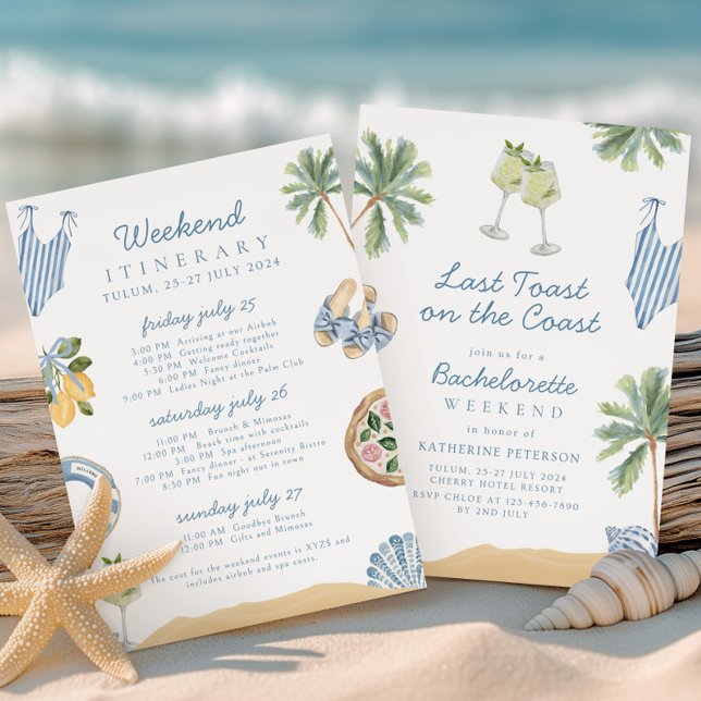 Convites Último brinde na Festa de solteira costeira (Criador carregado)