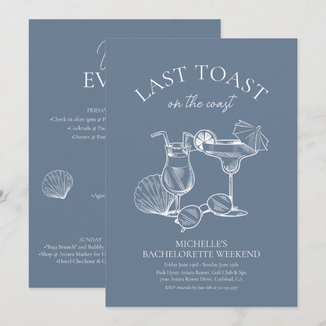 Convites Último Brinde No Fim De Semana Da Bachelorette Cos (Frente/Verso)