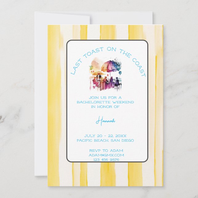 Convites Último Brinde No Fim De Semana Da Bachelorette Cos (Frente)