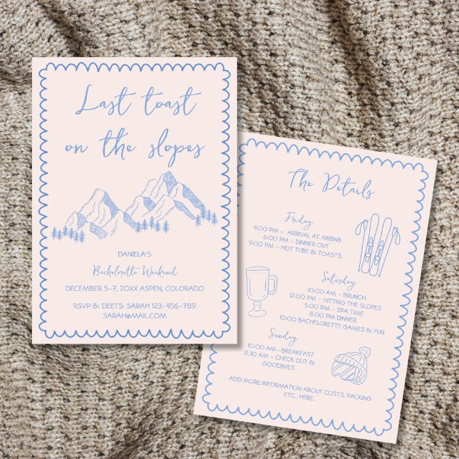 Convites Último Brinde No Fim De Semana Da Bachelorette De  (Last Toast On The Slopes Bachelorette Weekend Invitation)