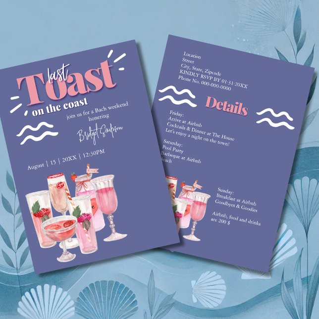 Convites último brinde no fim de semana da solteira costeir (Criador carregado)