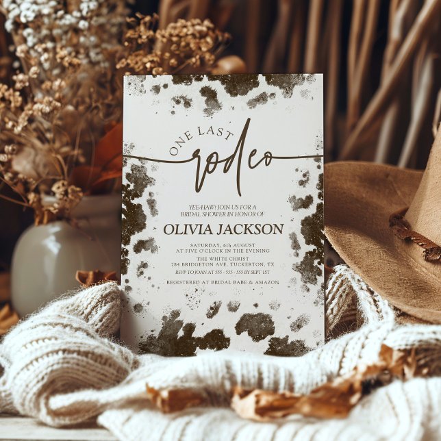 Convites Último Chá de panela rosa-quente Impressão de Vaca (Criador carregado)