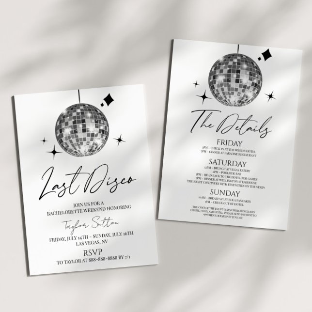 Convites Último Descoplamento de Bachelorette Disco Festa d (Criador carregado)