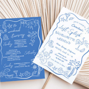 Convites Último Desenho à Mão de Fim de Semana de Praia par