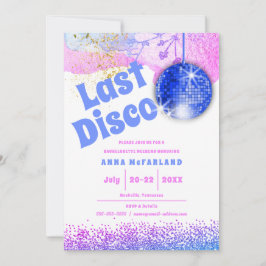 Convites Último Disco Glam Retro Azul Rosa Despedida de Sol