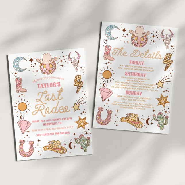 Convites Último Fim de Semana da Bachelorette Disco Rodeo (Criador carregado)