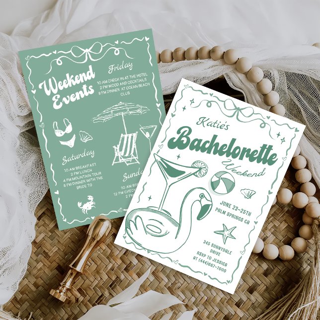 Convites Último Fim de Semana de Bachelorette Green Beach (Criador carregado)