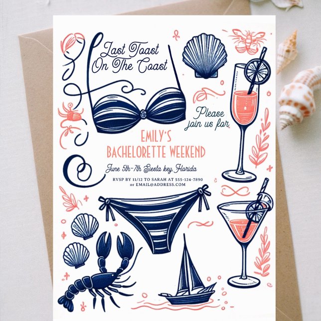 Convites Último final de semana da Bachelorette na costa to (Criador carregado)