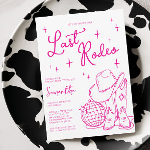 Convites Último Rodeio Cowgirl Rosa Disco Festa de Despedid