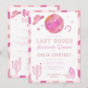 Convites Último Rodeio da Cowgirl do Disco Rosa Fim de Sema
