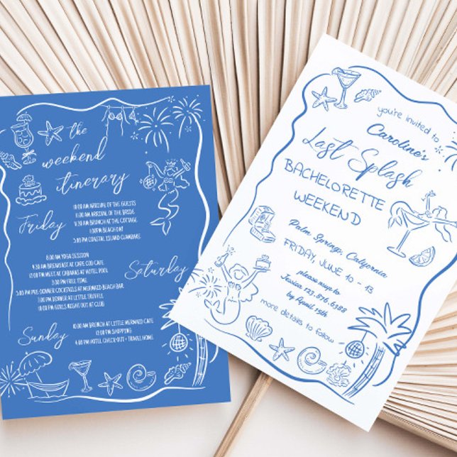 Convites Último Salpico Fim de Semana de Praia Desenhado à  (Criador carregado)