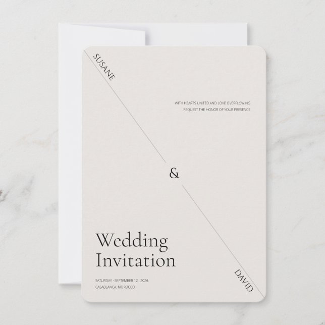 Convites Ultra Minimal luxury Creative wedding invitation  (Frente)