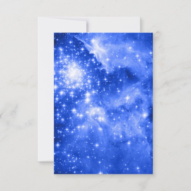 Convites Ultramarine Blue Stars Foto Celestial (Frente)