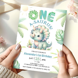Convites Um A-Saurus Triceratops Dinossauro 1º Aniversário